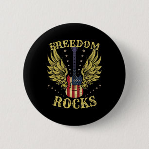 4 juli Onafhankelijkheidsdag Gitaar Vrijheid Ronde Button 5,7 Cm