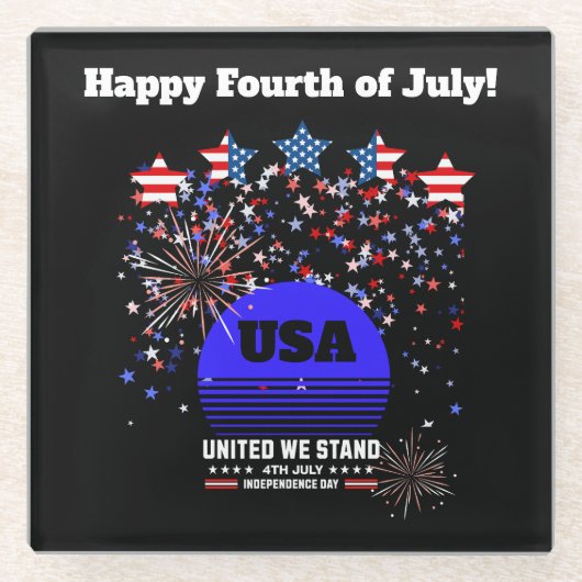 4 juli, onafhankelijkheidsdag glazen onderzetter (Voorkant)