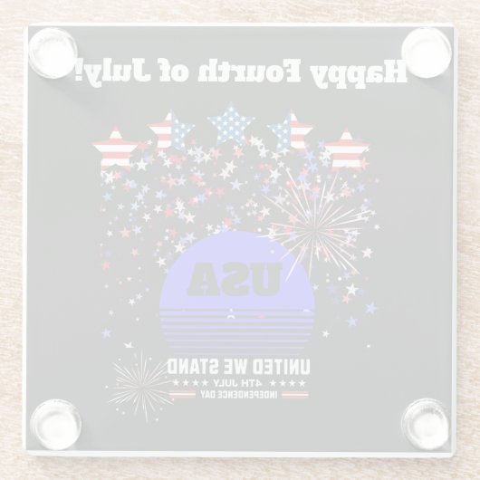4 juli, onafhankelijkheidsdag glazen onderzetter (Achterkant)