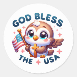 4 juli Onafhankelijkheidsdag God zegene de VS Ronde Sticker