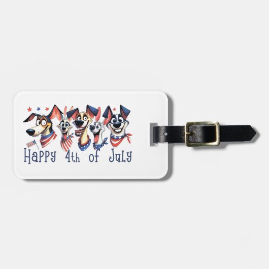 4 juli. Onafhankelijkheidsdag. Grappige honden Bagagelabel (Voorkant horizontaal)