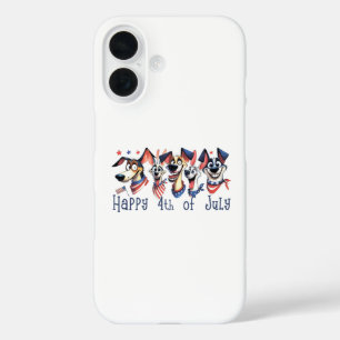 4 juli. Onafhankelijkheidsdag. Grappige honden iPhone 16 Hoesje