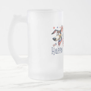 4 juli. Onafhankelijkheidsdag. Grappige honden Matglas Bierpul