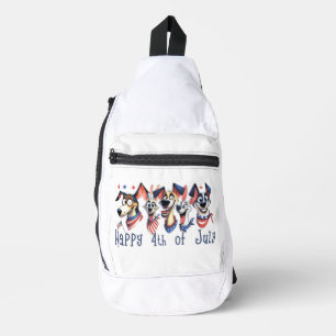 4 juli. Onafhankelijkheidsdag. Grappige honden Sling Bag