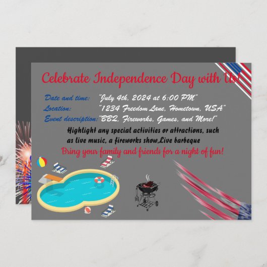 4 juli Onafhankelijkheidsdag Grijze vlag kleur Kaart (Voorkant / Achterkant)