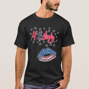 4 juli Onafhankelijkheidsdag Kiss Lips American FL T-shirt