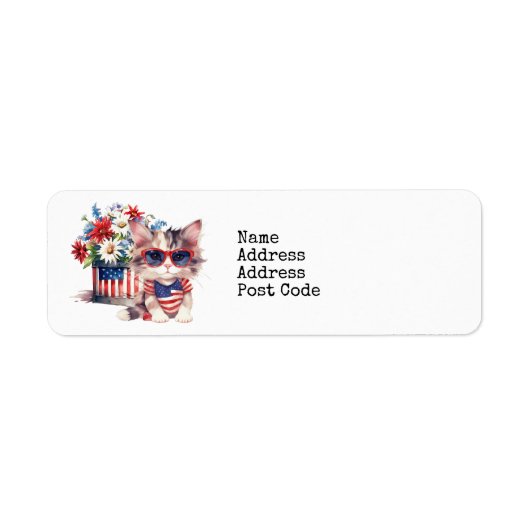 4 juli Onafhankelijkheidsdag met Kitten Cat Etiket (Voorkant)