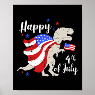 4 juli Onafhankelijkheidsdag met T-rex Dino Poster