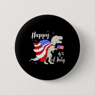 4 juli Onafhankelijkheidsdag met T-rex Dino Ronde Button 5,7 Cm