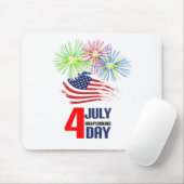 4 juli - Onafhankelijkheidsdag met vlag en vuurwer Muismat (Met muis)