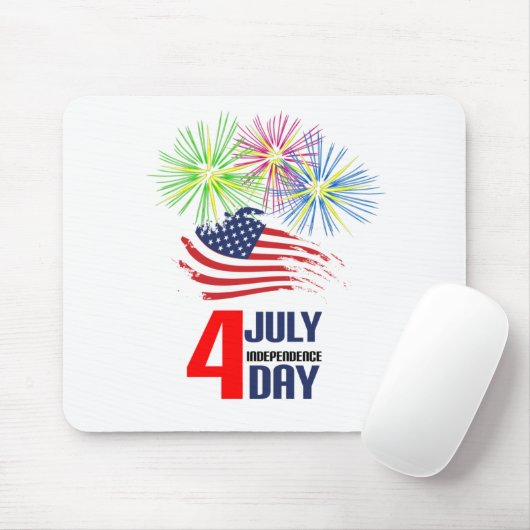 4 juli - Onafhankelijkheidsdag met vlag en vuurwer Muismat (Met muis)