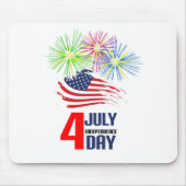 4 juli - Onafhankelijkheidsdag met vlag en vuurwer Muismat (Voorkant)