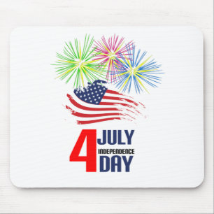 4 juli - Onafhankelijkheidsdag met vlag en vuurwer Muismat