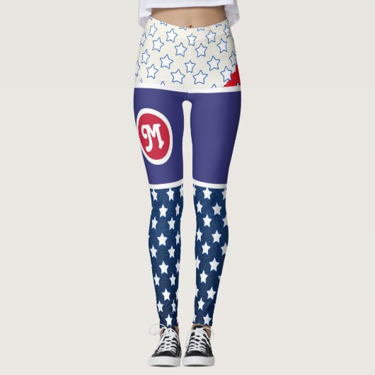 4 juli Onafhankelijkheidsdag monogram Leggings (Voorkant)