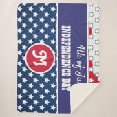 4 juli Onafhankelijkheidsdag monogram Sherpa Deken (Voorkant)
