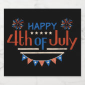 4 juli Onafhankelijkheidsdag Mousserende Wijn Labe Sparkling Wijnetiket (Enkel label)