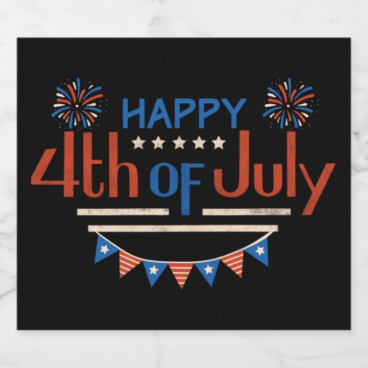 4 juli Onafhankelijkheidsdag Mousserende Wijn Labe Sparkling Wijnetiket (Enkel label)