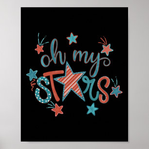 4 juli Onafhankelijkheidsdag Oh My Stars voor vrou Poster
