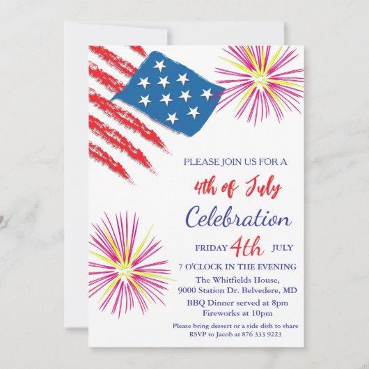4 juli Onafhankelijkheidsdag Party Rood Wit Blauw Kaart (Voorkant)