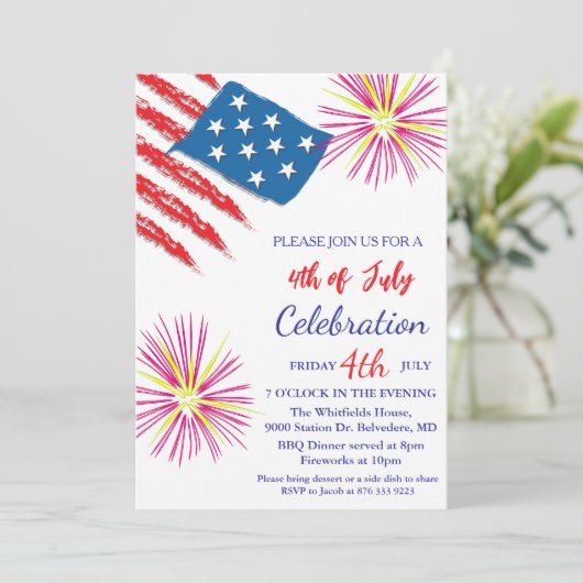 4 juli Onafhankelijkheidsdag Party Rood Wit Blauw Kaart (Staand voorkant)