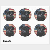 4 juli Onafhankelijkheidsdag Patriottische Pug Sti Ronde Sticker (Vel)