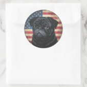 4 juli Onafhankelijkheidsdag Patriottische Pug Sti Ronde Sticker (Tas)