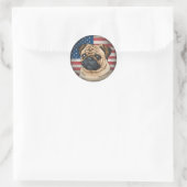 4 juli Onafhankelijkheidsdag Patriottische Pug Sti Ronde Sticker (Tas)