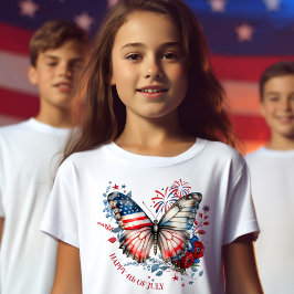 4 juli Onafhankelijkheidsdag Patriottische Vlinder T-shirt