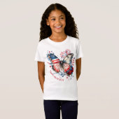 4 juli Onafhankelijkheidsdag Patriottische Vlinder T-shirt (Voorkant volledig)