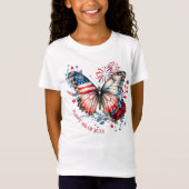 4 juli Onafhankelijkheidsdag Patriottische Vlinder T-shirt (Voorkant)