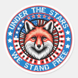 4 juli onafhankelijkheidsdag patriottische vos ronde sticker