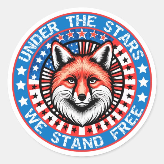 4 juli onafhankelijkheidsdag patriottische vos ronde sticker (Voorkant)