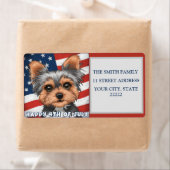 4 juli Onafhankelijkheidsdag Patriottische Yorkie Etiket (Insitu)