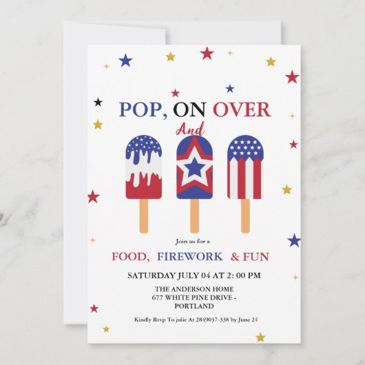 4 juli Onafhankelijkheidsdag Popsicle feestje Kaart (Voorkant)