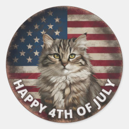 4 juli Onafhankelijkheidsdag Ragdoll Cat Circle Ronde Sticker