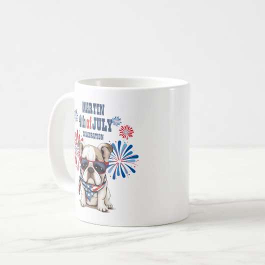 4 juli Onafhankelijkheidsdag Rode Blauwe Bulldog Koffiemok (Voorkant links)