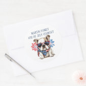 4 juli Onafhankelijkheidsdag Rode Blauwe Bulldog Ronde Sticker (Envelop)