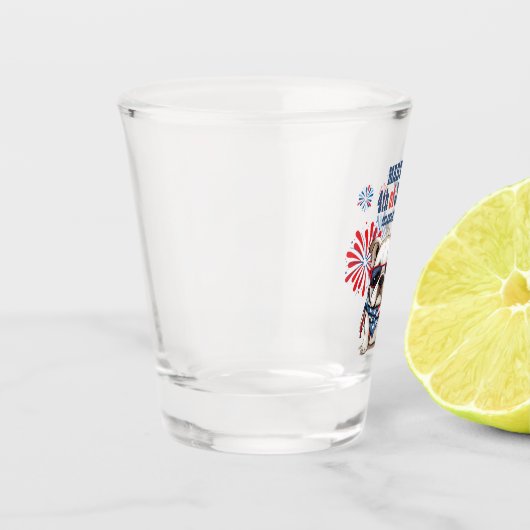 4 juli Onafhankelijkheidsdag Rode Blauwe Bulldog Shot Glas (Links)