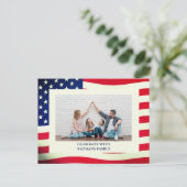 4 juli Onafhankelijkheidsdag Rood Wit Blauw Foto Feestdagenkaart (Staand voorkant)