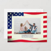 4 juli Onafhankelijkheidsdag Rood Wit Blauw Foto Feestdagenkaart (Voorkant / Achterkant)
