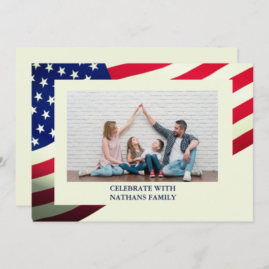 4 juli Onafhankelijkheidsdag Rood Wit Blauw Foto Feestdagenkaart (Voorkant / Achterkant)