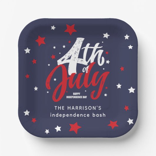 4 juli Onafhankelijkheidsdag rood wit blauw Papieren Bordje (Voorkant)