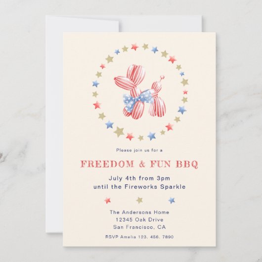 4 juli Onafhankelijkheidsdag Schattigee Balloon BB Kaart (Voorkant)