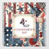 4 juli Onafhankelijkheidsdag Shabby Chic Star Stri Raamsticker (Vel)