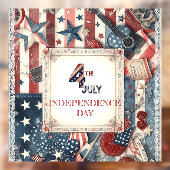 4 juli Onafhankelijkheidsdag Shabby Chic Star Stri Raamsticker (Vel 2)