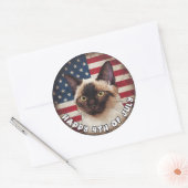 4 juli Onafhankelijkheidsdag Siamese Kat Cirkel Ronde Sticker (Envelop)