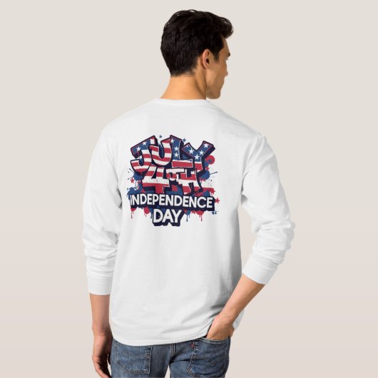 4 juli Onafhankelijkheidsdag Splash Long Sleeve T-shirt (Achterkant volledig)