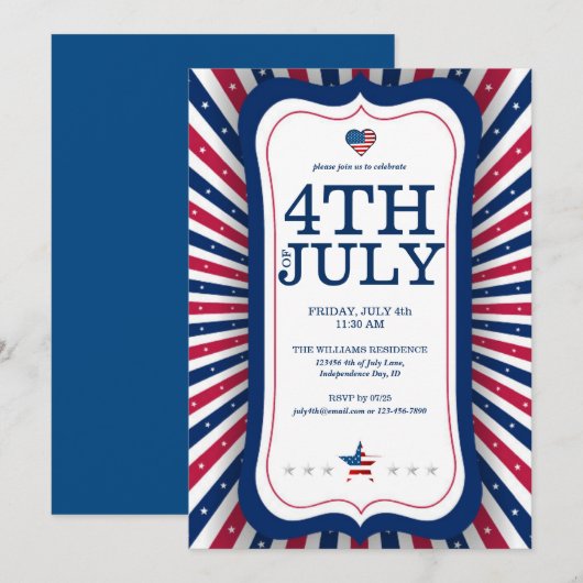 4 juli Onafhankelijkheidsdag Stars & Stripes Kookf Kaart (Voorkant / Achterkant)