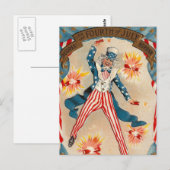4 juli Onafhankelijkheidsdag Uncle Sam Briefkaart (Voorkant / Achterkant)