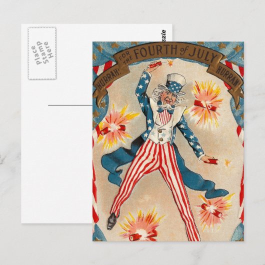 4 juli Onafhankelijkheidsdag Uncle Sam Briefkaart (Voorkant / Achterkant)